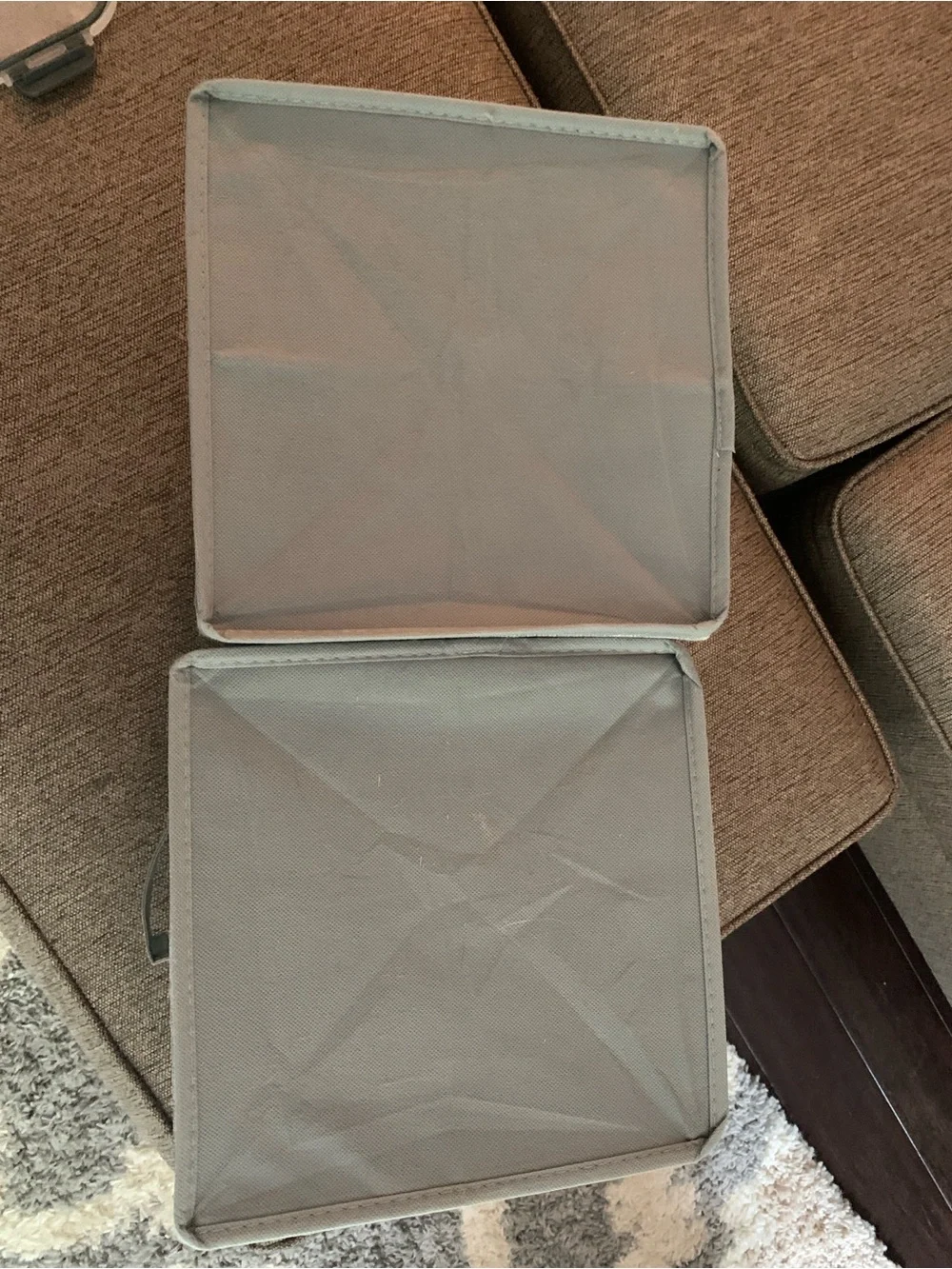 Songmics Gray Collapsible Fabric Storage Bins with Front Handles - Set of 2